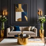 firefly a luxurious modern living room interior with dark charcoal wall paneling, a contempo 486134