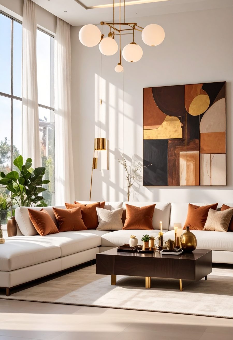 firefly a modern living room interior with a cozy and elegant design, featuring a large l sh 40823