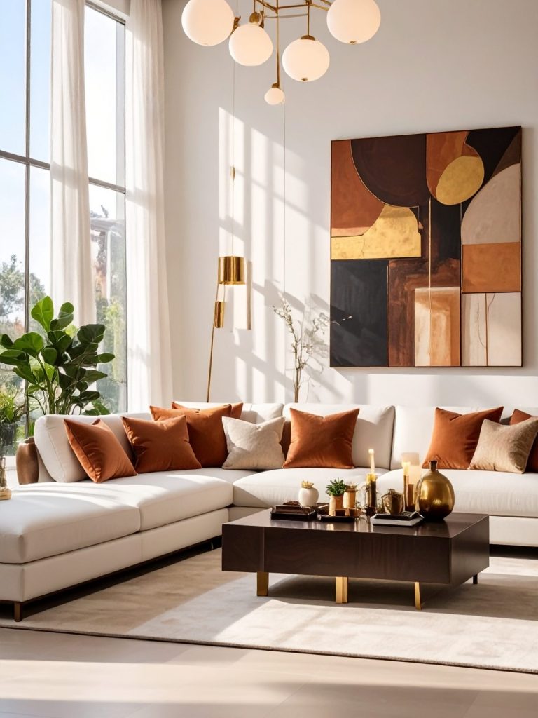 firefly a modern living room interior with a cozy and elegant design, featuring a large l sh 40823