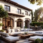 firefly stunning two story mediterranean modern villa, white stucco exterior, terracotta roo 130508