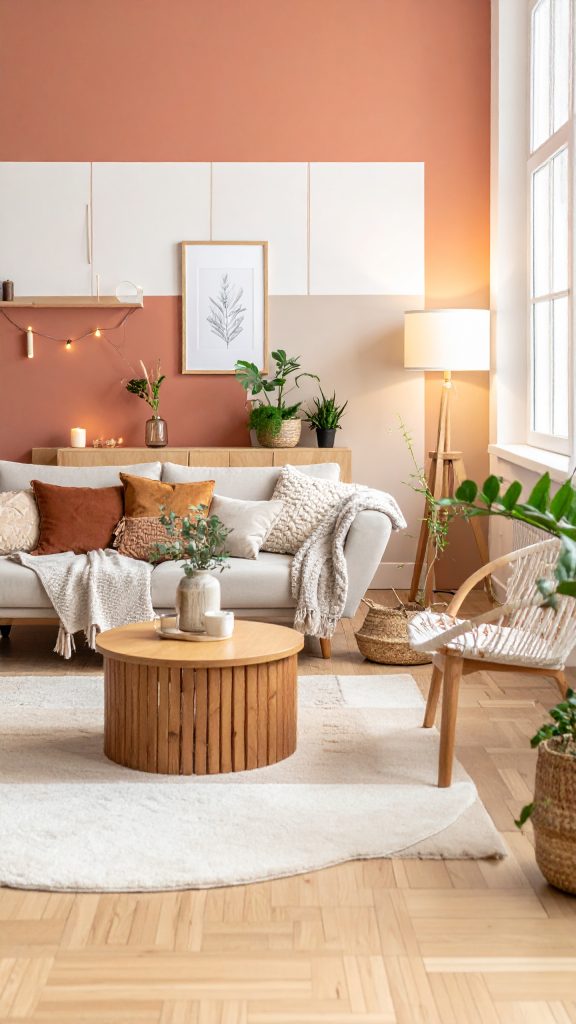 firefly warm and cozy modern living room with scandinavian inspired design. neutral beige sof 830175